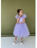 Feifei Sleeves Lavender Tulle Flower Girl Dress